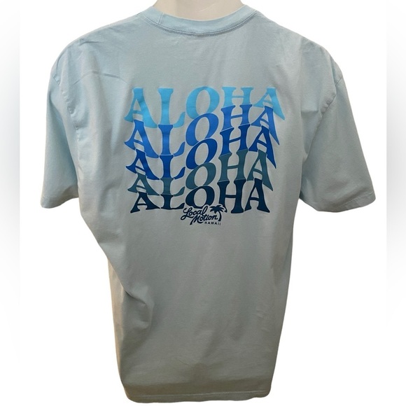 LOCAL MOTION Aloha Light Blue Surf Tee Shirt Men XL - Picture 1 of 6